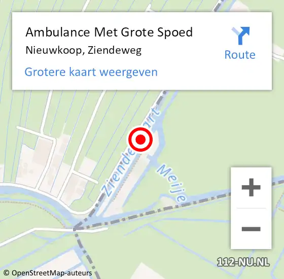 Locatie op kaart van de 112 melding: Ambulance Met Grote Spoed Naar Nieuwkoop, Ziendeweg op 19 januari 2024 06:45