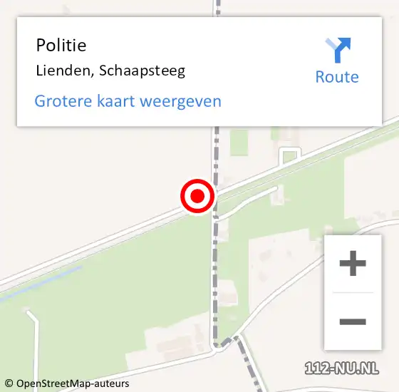 Locatie op kaart van de 112 melding: Politie Lienden, Schaapsteeg op 19 januari 2024 07:38