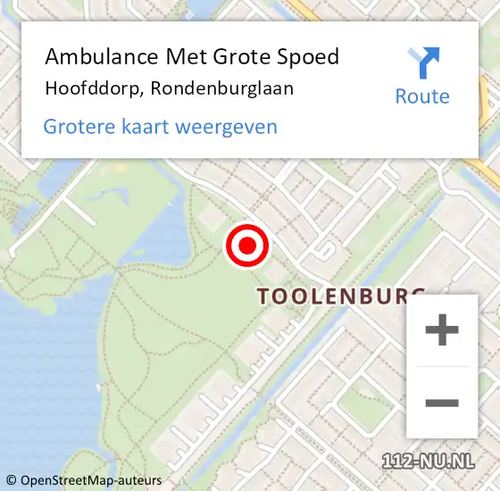 Locatie op kaart van de 112 melding: Ambulance Met Grote Spoed Naar Hoofddorp, Rondenburglaan op 19 januari 2024 08:32