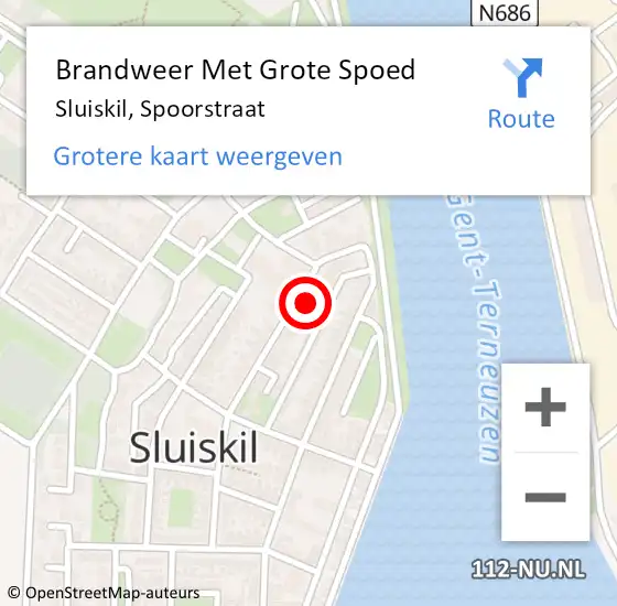 Locatie op kaart van de 112 melding: Brandweer Met Grote Spoed Naar Sluiskil, Spoorstraat op 19 januari 2024 08:37