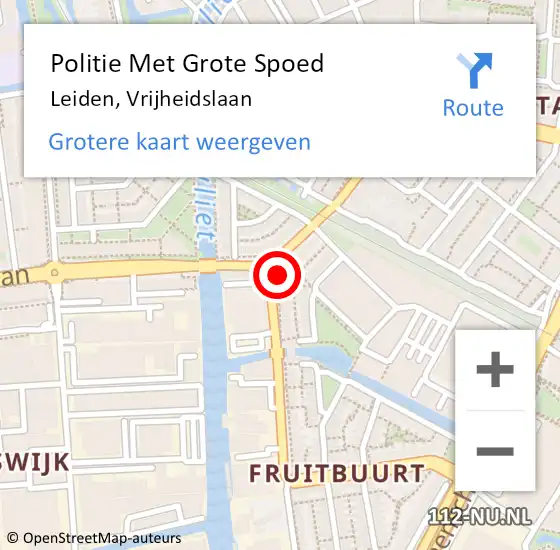 Locatie op kaart van de 112 melding: Politie Met Grote Spoed Naar Leiden, Vrijheidslaan op 19 januari 2024 08:37