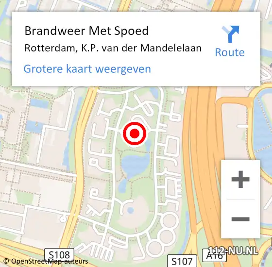 Locatie op kaart van de 112 melding: Brandweer Met Spoed Naar Rotterdam, K.P. van der Mandelelaan op 19 januari 2024 09:41