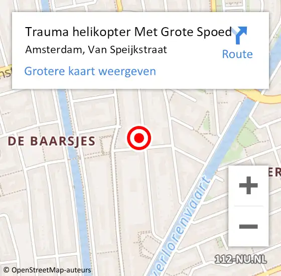 Locatie op kaart van de 112 melding: Trauma helikopter Met Grote Spoed Naar Amsterdam, Van Speijkstraat op 19 januari 2024 09:46