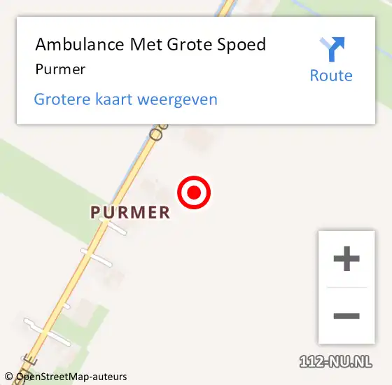 Locatie op kaart van de 112 melding: Ambulance Met Grote Spoed Naar Purmer op 19 januari 2024 10:02