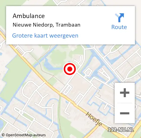 Locatie op kaart van de 112 melding: Ambulance Nieuwe Niedorp, Trambaan op 19 januari 2024 10:35