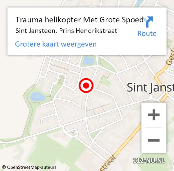 Locatie op kaart van de 112 melding: Trauma helikopter Met Grote Spoed Naar Sint Jansteen, Prins Hendrikstraat op 19 januari 2024 10:38
