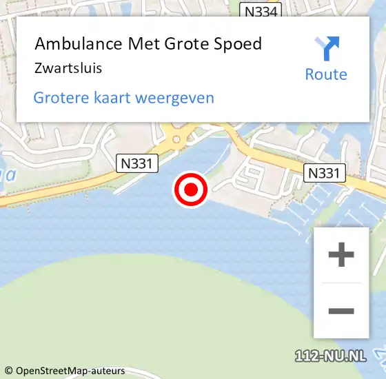 Locatie op kaart van de 112 melding: Ambulance Met Grote Spoed Naar Zwartsluis op 19 januari 2024 11:05
