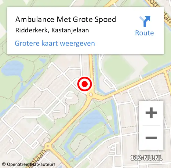Locatie op kaart van de 112 melding: Ambulance Met Grote Spoed Naar Ridderkerk, Kastanjelaan op 19 januari 2024 11:31