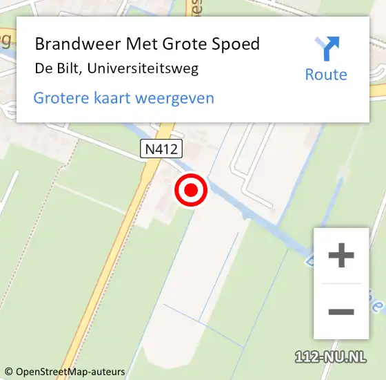Locatie op kaart van de 112 melding: Brandweer Met Grote Spoed Naar De Bilt, Universiteitsweg op 19 januari 2024 12:03