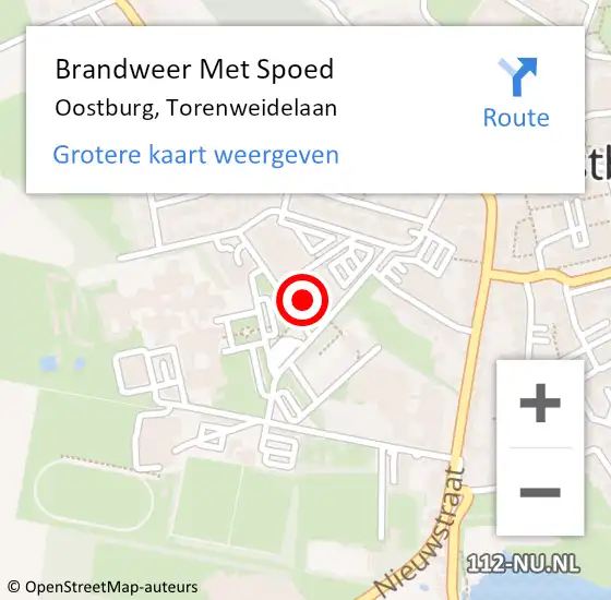 Locatie op kaart van de 112 melding: Brandweer Met Spoed Naar Oostburg, Torenweidelaan op 19 januari 2024 12:06