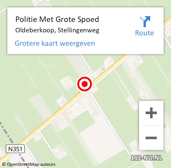Locatie op kaart van de 112 melding: Politie Met Grote Spoed Naar Oldeberkoop, Stellingenweg op 19 januari 2024 12:17