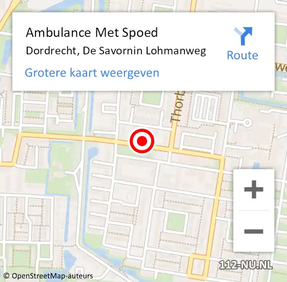 Locatie op kaart van de 112 melding: Ambulance Met Spoed Naar Dordrecht, De Savornin Lohmanweg op 19 januari 2024 12:22