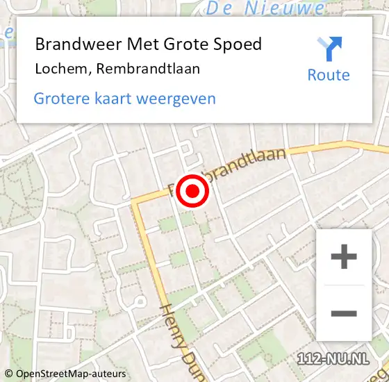 Locatie op kaart van de 112 melding: Brandweer Met Grote Spoed Naar Lochem, Rembrandtlaan op 19 januari 2024 13:07