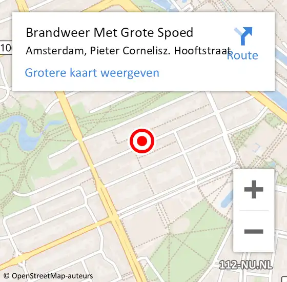 Locatie op kaart van de 112 melding: Brandweer Met Grote Spoed Naar Amsterdam, Pieter Cornelisz. Hooftstraat op 19 januari 2024 13:15