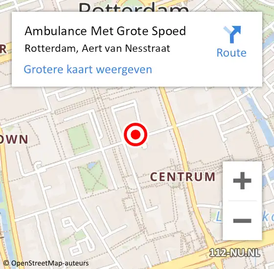 Locatie op kaart van de 112 melding: Ambulance Met Grote Spoed Naar Rotterdam, Aert van Nesstraat op 19 januari 2024 13:24