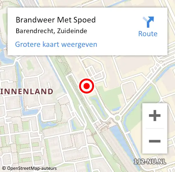 Locatie op kaart van de 112 melding: Brandweer Met Spoed Naar Barendrecht, Zuideinde op 19 januari 2024 14:46