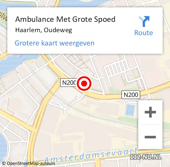 Locatie op kaart van de 112 melding: Ambulance Met Grote Spoed Naar Haarlem, Oudeweg op 19 januari 2024 14:57