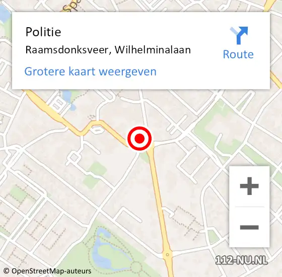 Locatie op kaart van de 112 melding: Politie Raamsdonksveer, Wilhelminalaan op 19 januari 2024 14:58