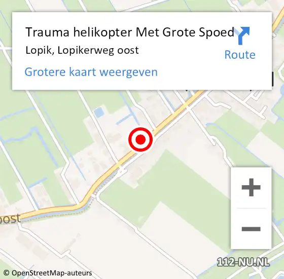 Locatie op kaart van de 112 melding: Trauma helikopter Met Grote Spoed Naar Lopik, Lopikerweg oost op 19 januari 2024 15:08