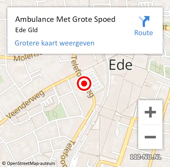 Locatie op kaart van de 112 melding: Ambulance Met Grote Spoed Naar Ede Gld op 22 september 2014 18:14