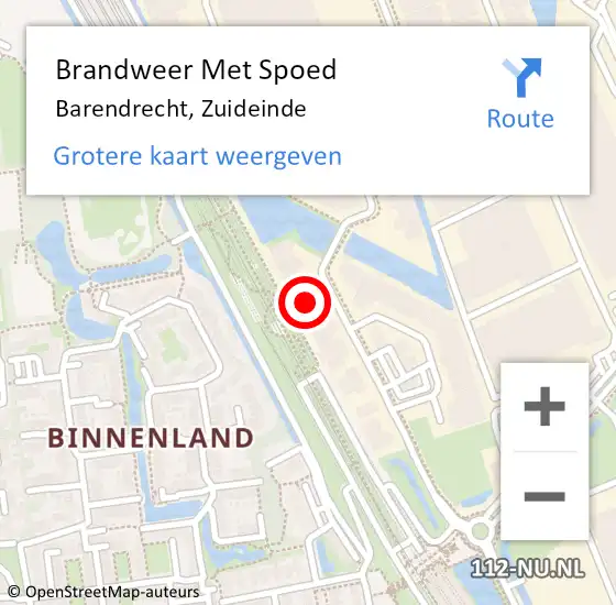 Locatie op kaart van de 112 melding: Brandweer Met Spoed Naar Barendrecht, Zuideinde op 19 januari 2024 15:11