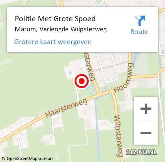 Locatie op kaart van de 112 melding: Politie Met Grote Spoed Naar Marum, Verlengde Wilpsterweg op 19 januari 2024 15:22