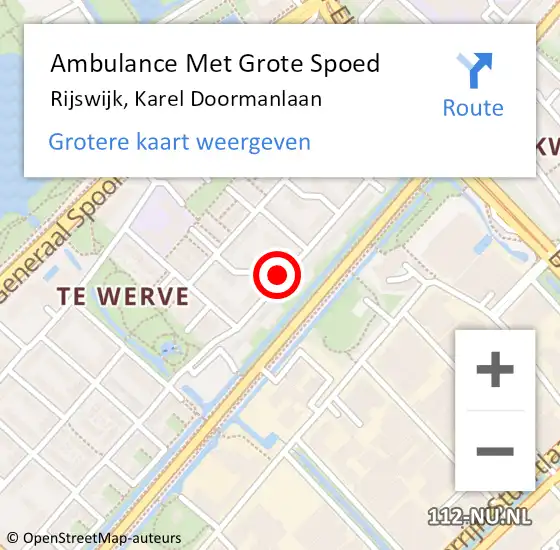 Locatie op kaart van de 112 melding: Ambulance Met Grote Spoed Naar Rijswijk, Karel Doormanlaan op 19 januari 2024 15:51