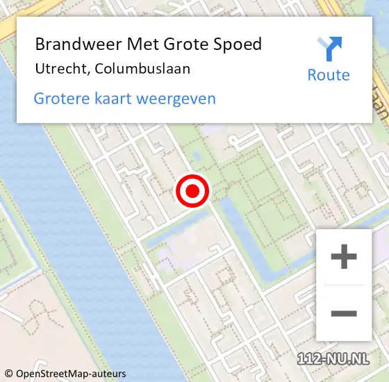 Locatie op kaart van de 112 melding: Brandweer Met Grote Spoed Naar Utrecht, Columbuslaan op 19 januari 2024 15:55