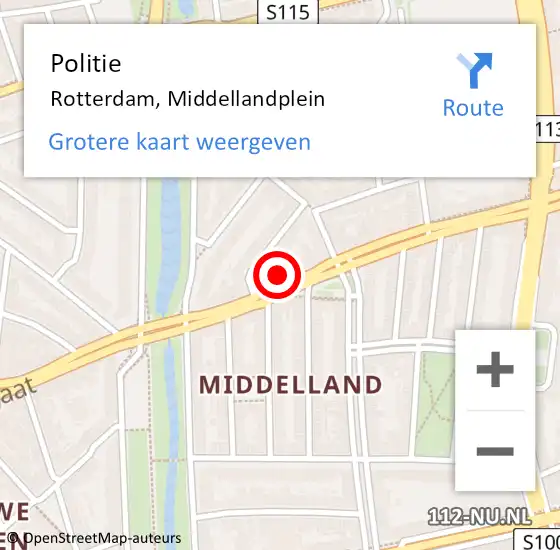 Locatie op kaart van de 112 melding: Politie Rotterdam, Middellandplein op 19 januari 2024 16:01