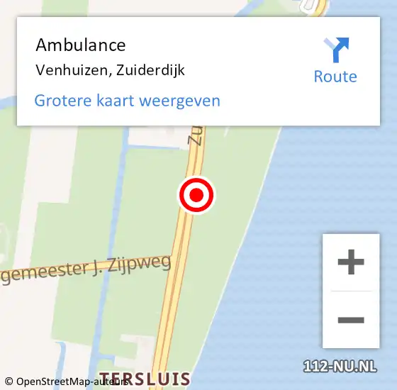 Locatie op kaart van de 112 melding: Ambulance Venhuizen, Zuiderdijk op 19 januari 2024 16:37