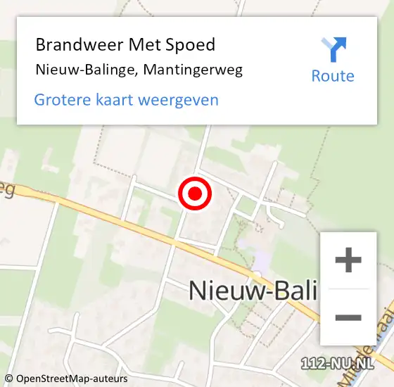 Locatie op kaart van de 112 melding: Brandweer Met Spoed Naar Nieuw-Balinge, Mantingerweg op 19 januari 2024 16:39