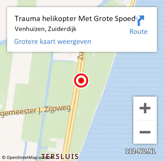 Locatie op kaart van de 112 melding: Trauma helikopter Met Grote Spoed Naar Venhuizen, Zuiderdijk op 19 januari 2024 16:41