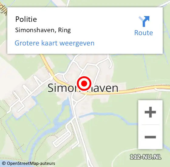 Locatie op kaart van de 112 melding: Politie Simonshaven, Ring op 19 januari 2024 16:42