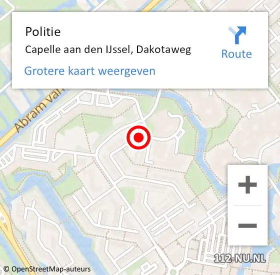 Locatie op kaart van de 112 melding: Politie Capelle aan den IJssel, Dakotaweg op 19 januari 2024 16:49