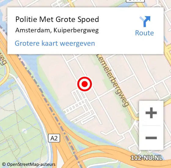 Locatie op kaart van de 112 melding: Politie Met Grote Spoed Naar Amsterdam, Kuiperbergweg op 19 januari 2024 17:09