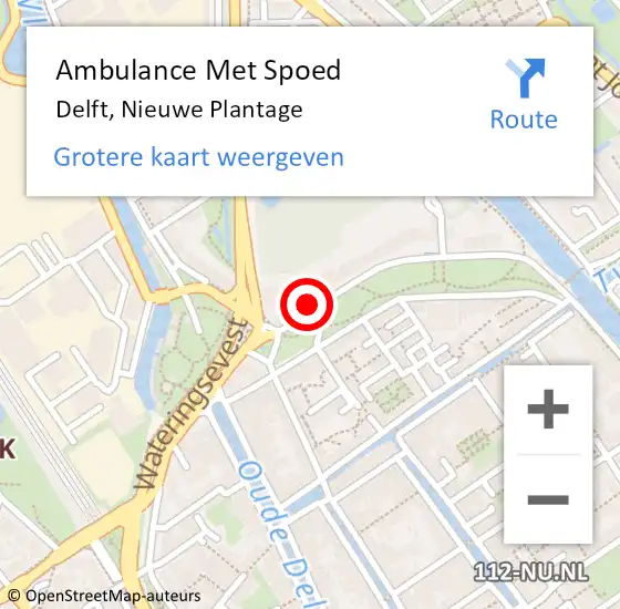 Locatie op kaart van de 112 melding: Ambulance Met Spoed Naar Delft, Nieuwe Plantage op 19 januari 2024 17:38