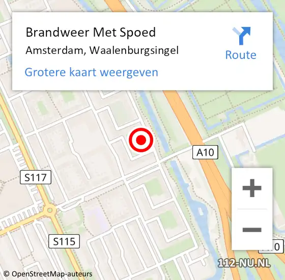 Locatie op kaart van de 112 melding: Brandweer Met Spoed Naar Amsterdam, Waalenburgsingel op 19 januari 2024 17:38