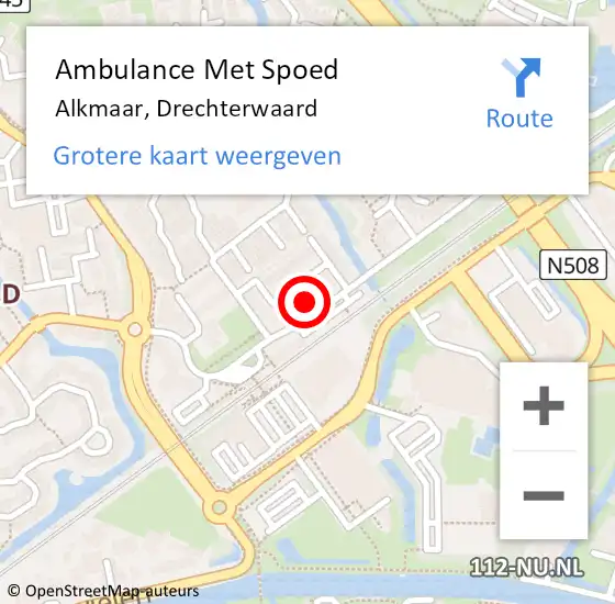 Locatie op kaart van de 112 melding: Ambulance Met Spoed Naar Alkmaar, Drechterwaard op 19 januari 2024 18:49