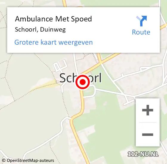 Locatie op kaart van de 112 melding: Ambulance Met Spoed Naar Schoorl, Duinweg op 19 januari 2024 19:02