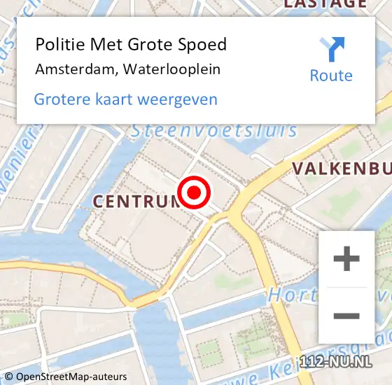 Locatie op kaart van de 112 melding: Politie Met Grote Spoed Naar Amsterdam, Waterlooplein op 19 januari 2024 19:23