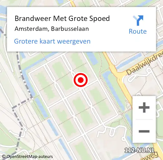 Locatie op kaart van de 112 melding: Brandweer Met Grote Spoed Naar Amsterdam, Barbusselaan op 19 januari 2024 19:27