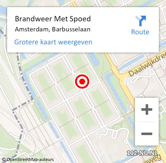 Locatie op kaart van de 112 melding: Brandweer Met Spoed Naar Amsterdam, Barbusselaan op 19 januari 2024 20:14