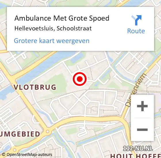 Locatie op kaart van de 112 melding: Ambulance Met Grote Spoed Naar Hellevoetsluis, Schoolstraat op 19 januari 2024 20:30