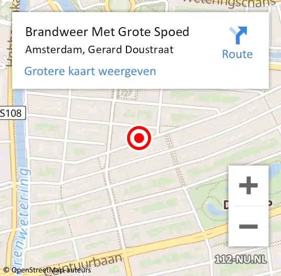 Locatie op kaart van de 112 melding: Brandweer Met Grote Spoed Naar Amsterdam, Gerard Doustraat op 19 januari 2024 20:33