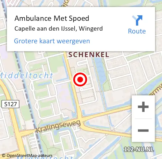 Locatie op kaart van de 112 melding: Ambulance Met Spoed Naar Capelle aan den IJssel, Wingerd op 19 januari 2024 20:38