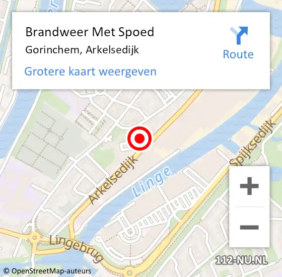 Locatie op kaart van de 112 melding: Brandweer Met Spoed Naar Gorinchem, Arkelsedijk op 19 januari 2024 21:01