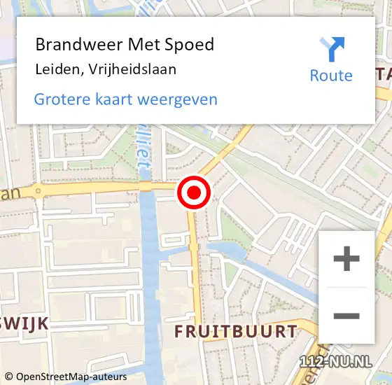 Locatie op kaart van de 112 melding: Brandweer Met Spoed Naar Leiden, Vrijheidslaan op 19 januari 2024 21:47