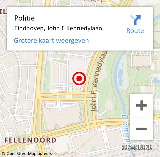 Locatie op kaart van de 112 melding: Politie Eindhoven, John F Kennedylaan op 19 januari 2024 23:10