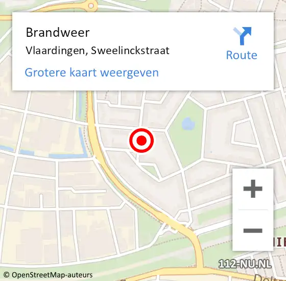 Locatie op kaart van de 112 melding: Brandweer Vlaardingen, Sweelinckstraat op 19 januari 2024 23:24