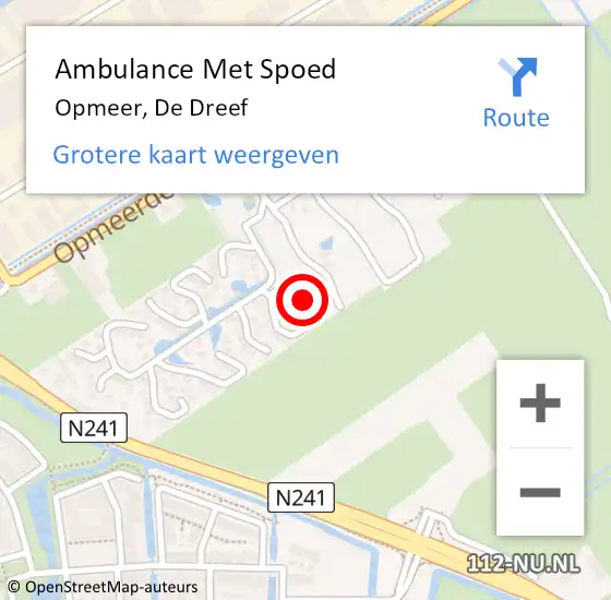 Locatie op kaart van de 112 melding: Ambulance Met Spoed Naar Opmeer, De Dreef op 19 januari 2024 23:38